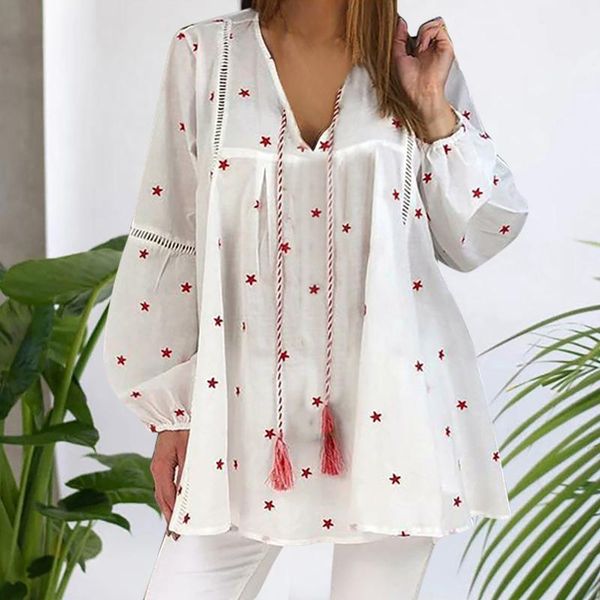women's blouses & shirts plus size polka dot transparent women long sleeves v neck for loose pullover blusas, White
women's blouses & shirts plus size polka dot transparent women long sleeves v neck for loose pullover blusas, White