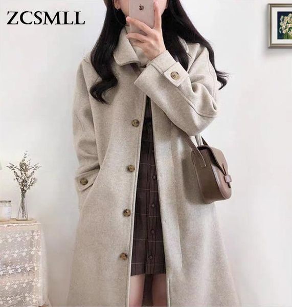 women's wool & blends zcsmll hepburn style long woolen coat women autumn/winter 2021 gentle loose lapel clothing, Black 
women's wool & blends zcsmll hepburn style long woolen coat women autumn/winter 2021 gentle loose lapel clothing, Black