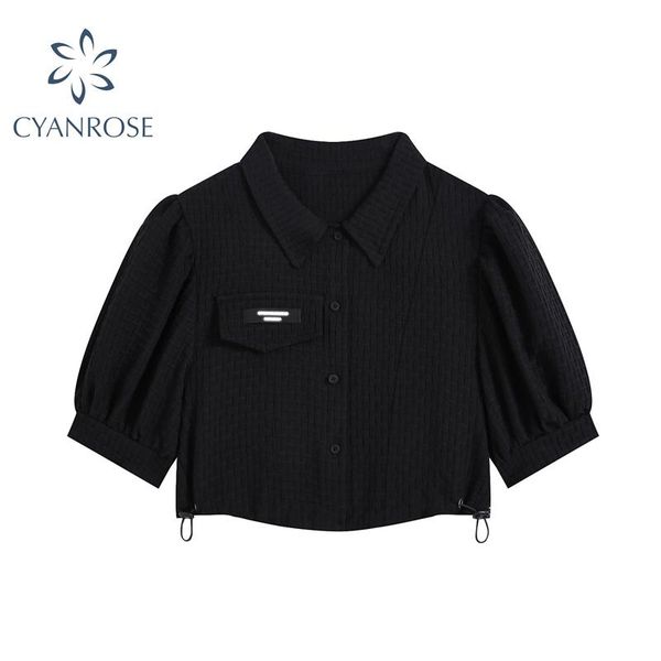 women's blouses & shirts french short women blouse crop 2021 summer lapel puff sleeve slim navel exposed drawstring high street chic l, White
women's blouses & shirts french short women blouse crop 2021 summer lapel puff sleeve slim navel exposed drawstring high street chic l, White