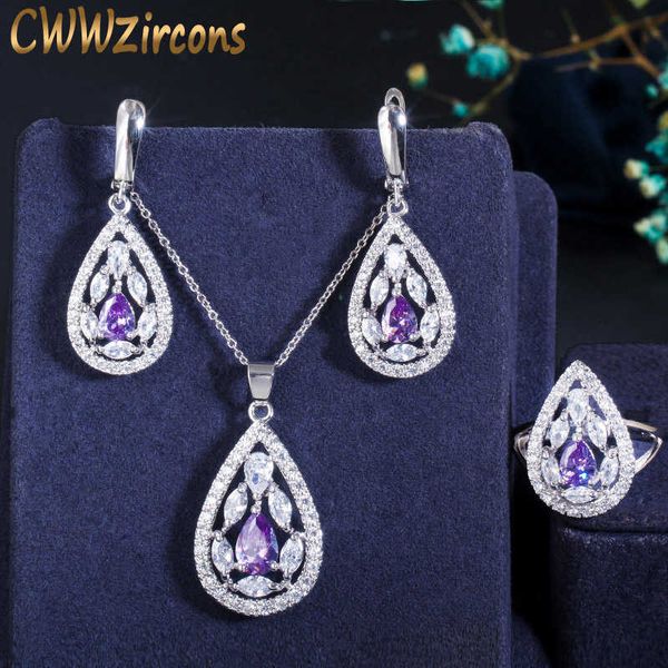art deco dangle drop purple cz crystal earring necklace ring sets elegant fashion ladies engagement jewelry gift t425 210714, Silver
art deco dangle drop purple cz crystal earring necklace ring sets elegant fashion ladies engagement jewelry gift t425 210714, Silver