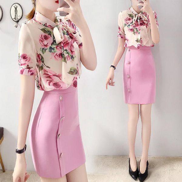 two piece dress runway style 2 women summer twinsets rose print bows blouses shirts and slim buttons ladies skirt suits ns981, White
two piece dress runway style 2 women summer twinsets rose print bows blouses shirts and slim buttons ladies skirt suits ns981, White