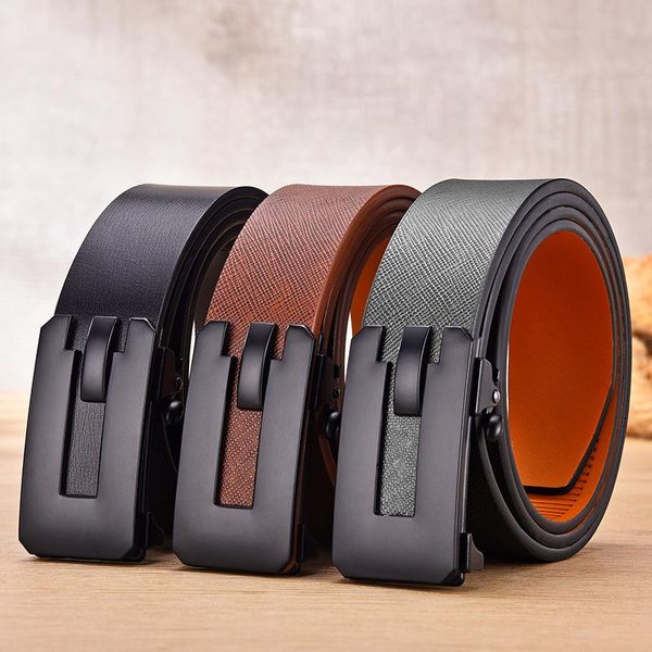 belts men's belt toothless automatic buckle leather business men male luxury all-match trousers waist, Black;brown
belts men's belt toothless automatic buckle leather business men male luxury all-match trousers waist, Black;brown
