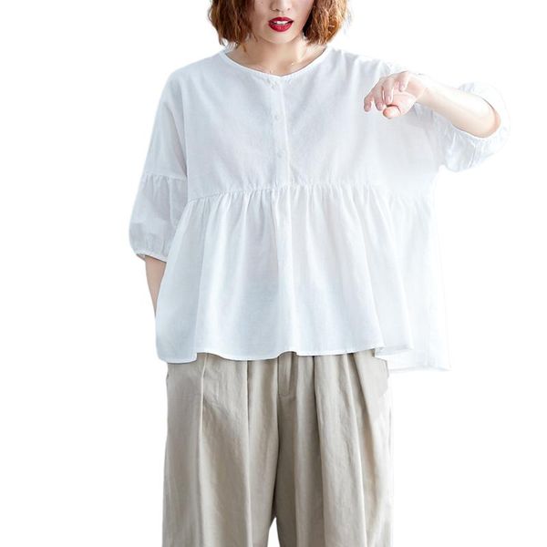 women's blouses & shirts oversize cotton linen women 2021 summer o-neck half sleeved loose solid white blouse pulls quality
women's blouses & shirts oversize cotton linen women 2021 summer o-neck half sleeved loose solid white blouse pulls quality