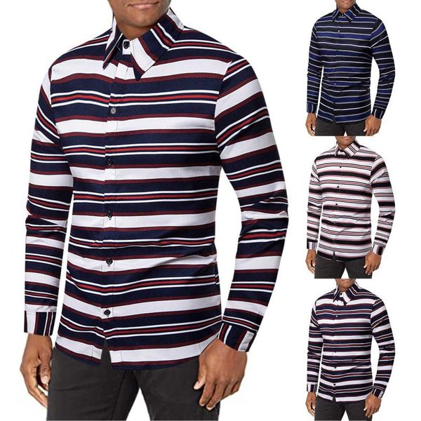 men's casual shirts collar turn-down shirt fashion blouse printed striped long sleeve men, White;black
men's casual shirts collar turn-down shirt fashion blouse printed striped long sleeve men, White;black