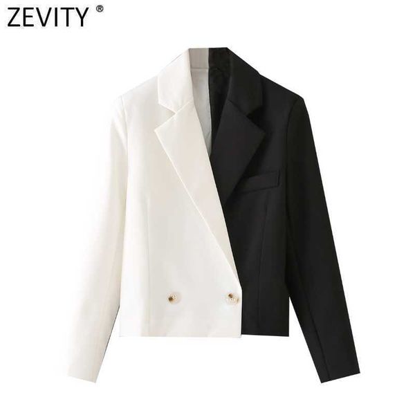 zevity women vintage black white patchwork blazer coat female chic notched collar long sleeve casual business suits veste ct756 210927, White;black
zevity women vintage black white patchwork blazer coat female chic notched collar long sleeve casual business suits veste ct756 210927, White;black