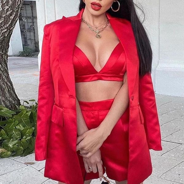 women's tracksuits 2021 women red blazer 3 three-piece set lapel long sleeve jacket & short vest shorts elegant, Gray
women's tracksuits 2021 women red blazer 3 three-piece set lapel long sleeve jacket & short vest shorts elegant, Gray