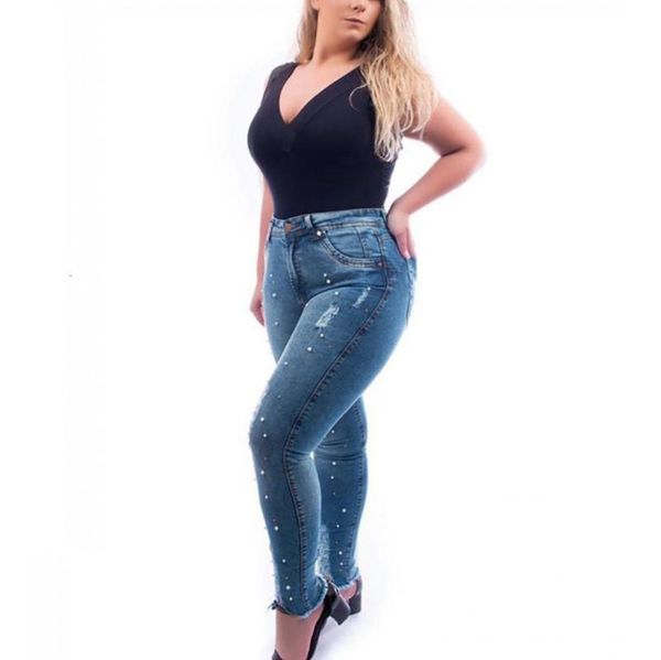 women high waisted skinny pearl hole denim stretch pants calf length jeans retro standard, Blue
women high waisted skinny pearl hole denim stretch pants calf length jeans retro standard, Blue