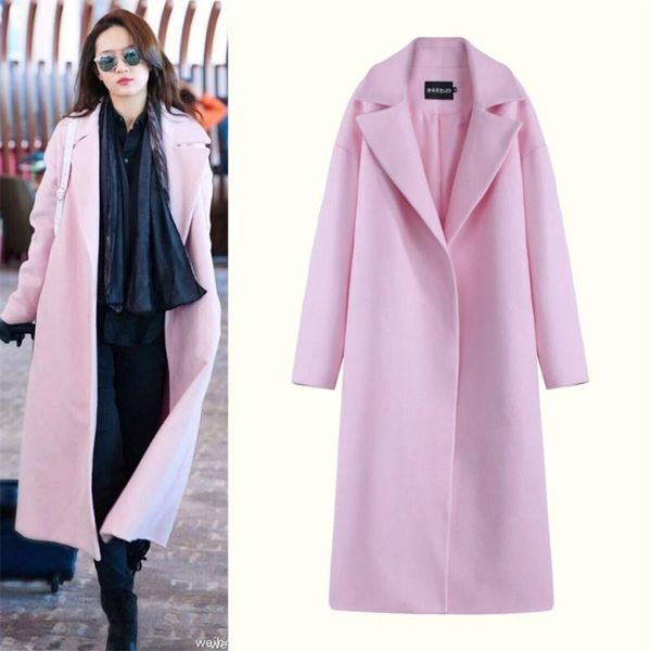 women's wool & blends autumn winter coat woolen mid-length pink slim-fit simple fashion, Black
women's wool & blends autumn winter coat woolen mid-length pink slim-fit simple fashion, Black