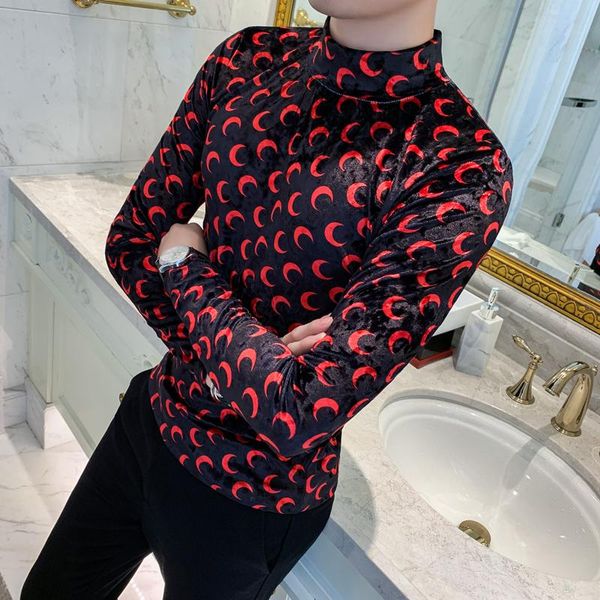 new velvet t-shirt winter men's moon print long-sleeved t-shirt slim high-neck club clothing fashion designer camiseta masculina, White;black
new velvet t-shirt winter men's moon print long-sleeved t-shirt slim high-neck club clothing fashion designer camiseta masculina, White;black