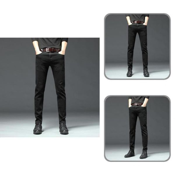 men's jeans breathable fashion mid-waist black denim pants soft pencil formal for office, Blue
men's jeans breathable fashion mid-waist black denim pants soft pencil formal for office, Blue
