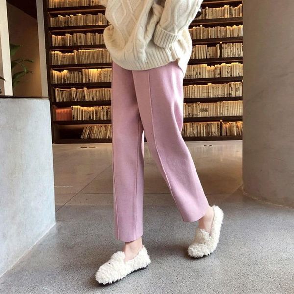 women's pants & capris fall winter 2021 women knitting high elastic waist wide leg female drawstring casual loose long straight trouser, Black;white
women's pants & capris fall winter 2021 women knitting high elastic waist wide leg female drawstring casual loose long straight trouser, Black;white
