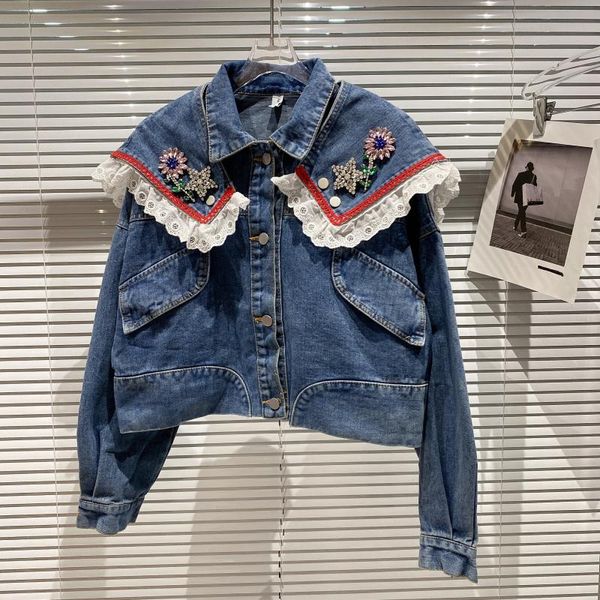 women's jackets european autumn rhinestone beaded lace detachable lapel collar design denim jacket short coats women fashion streetwear, Black;brown
women's jackets european autumn rhinestone beaded lace detachable lapel collar design denim jacket short coats women fashion streetwear, Black;brown