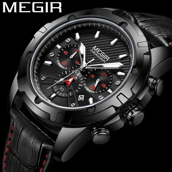 wristwatches megir watch men waterproof chronograph military army male clock black genuine leather man sport wristwatch 210, Slivery;brown
wristwatches megir watch men waterproof chronograph military army male clock black genuine leather man sport wristwatch 210, Slivery;brown
