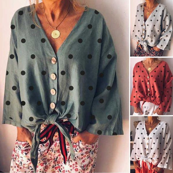 women ladies summer loose long mouths polka dot print v-neck button slender boho tied t-shirts fashion women's beach outdoor, White
women ladies summer loose long mouths polka dot print v-neck button slender boho tied t-shirts fashion women's beach outdoor, White
