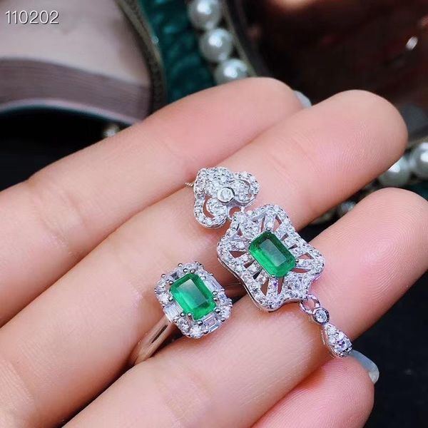 bracelet, earrings & necklace natural green emerald gem s925 silver ring pendant gemstone jewelry set restoring personality square girl part, Black
bracelet, earrings & necklace natural green emerald gem s925 silver ring pendant gemstone jewelry set restoring personality square girl part, Black