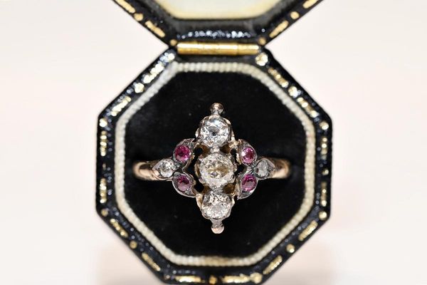 cluster rings antique original victorian time 8k gold natural diamond and ruby decorated amazing navette ring, Golden;silver
cluster rings antique original victorian time 8k gold natural diamond and ruby decorated amazing navette ring, Golden;silver
