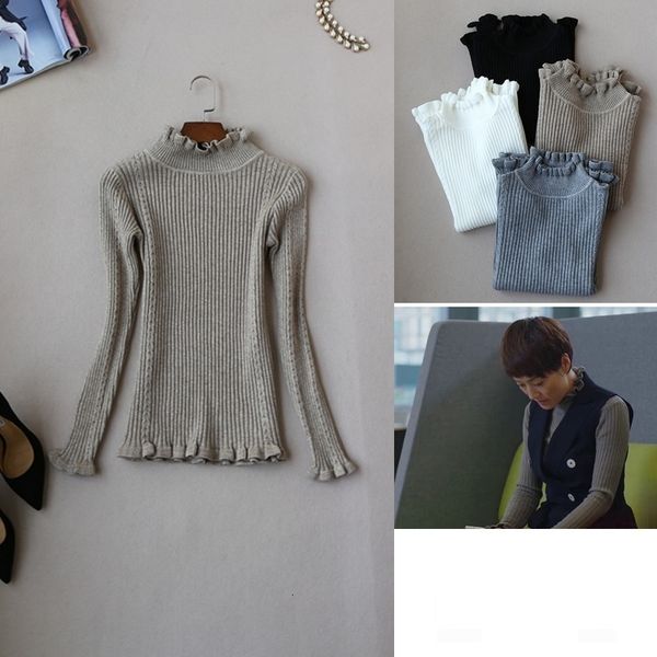 women's sweaters female fashion frilly neck and hem long sleeve sweater ladies s6ov, White;black
women's sweaters female fashion frilly neck and hem long sleeve sweater ladies s6ov, White;black