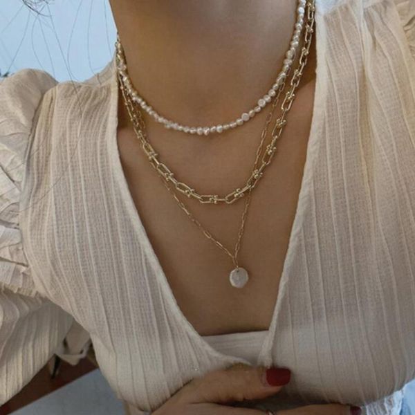 pendant necklaces baroque vintage irregular pearl necklace gold multi-layer chunky link chain chkoer for women ladies bohemia jewelry, Silver
pendant necklaces baroque vintage irregular pearl necklace gold multi-layer chunky link chain chkoer for women ladies bohemia jewelry, Silver