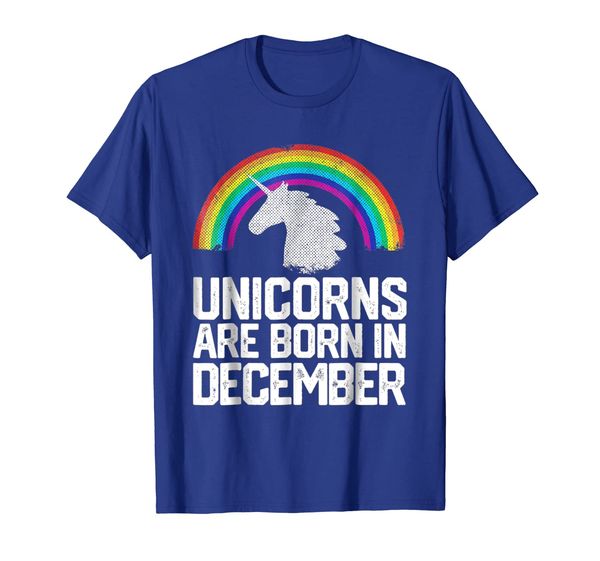 unicorns are born in december birthday rainbow t shirt gift, White;black