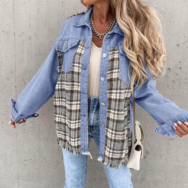 women's jackets ladies autumn and winter fashion casual loose denim plaid jacket long sleeve outerwear coat#8, Black;brown
women's jackets ladies autumn and winter fashion casual loose denim plaid jacket long sleeve outerwear coat#8, Black;brown