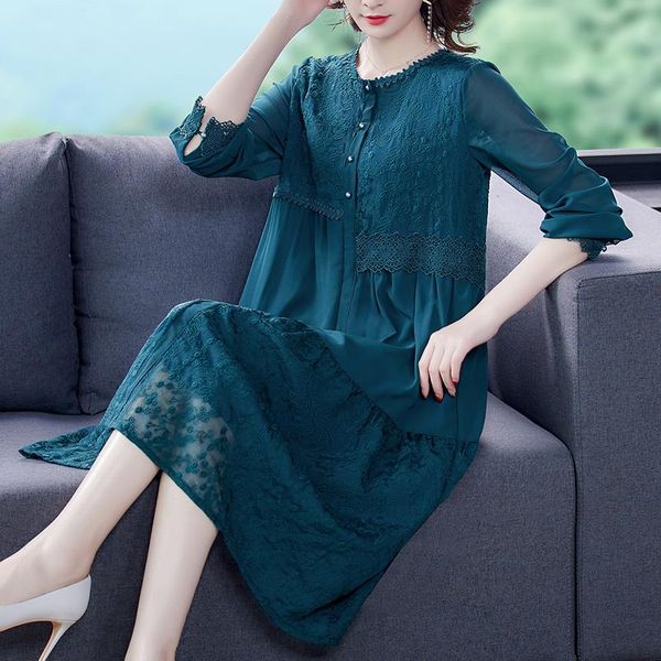 casual dresses women korean vintage floral embroidery spring autumn mulberry silk loose midi dress 2021 elegant bodycon party vestidos, Black;gray
casual dresses women korean vintage floral embroidery spring autumn mulberry silk loose midi dress 2021 elegant bodycon party vestidos, Black;gray