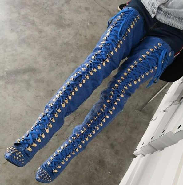 boots women charming crocodile print rivets thigh high lady solid blue lace-up over-the-knee girls heels runway shoes, Black
boots women charming crocodile print rivets thigh high lady solid blue lace-up over-the-knee girls heels runway shoes, Black