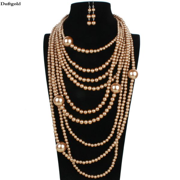 jewelry sets fashion hyperbole long multilayer beaded chain pearl necklace earrings for women big statement necklaces set luxury, Black
jewelry sets fashion hyperbole long multilayer beaded chain pearl necklace earrings for women big statement necklaces set luxury, Black