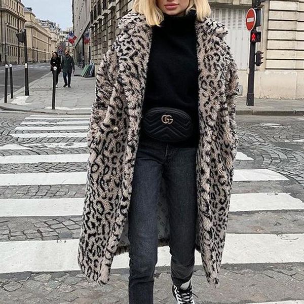 women's fur & faux fashion leopard pockets coats women elegant turn down collar jackets winter ladies, Black
women's fur & faux fashion leopard pockets coats women elegant turn down collar jackets winter ladies, Black