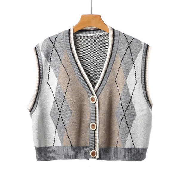 women's knits & tees plaid cardigan sweater women vintage knitted sleeveless sweaters vest casual v-neck short outwear cardigans sueter, White
women's knits & tees plaid cardigan sweater women vintage knitted sleeveless sweaters vest casual v-neck short outwear cardigans sueter, White
