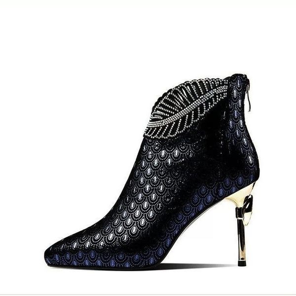 boots peacock pattern embossed leather woman ankle plating heel rhinestone women's winter shoes 2021female footware blue, Black
boots peacock pattern embossed leather woman ankle plating heel rhinestone women's winter shoes 2021female footware blue, Black