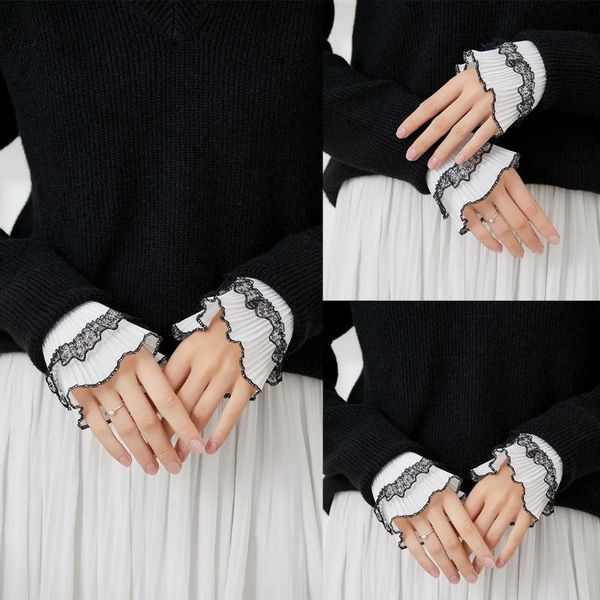 sports gloves m7dd fake flare ruffle sleeves girls pleated false cuffs for women sweater wrist warmers female white horn accessories, Black
sports gloves m7dd fake flare ruffle sleeves girls pleated false cuffs for women sweater wrist warmers female white horn accessories, Black
