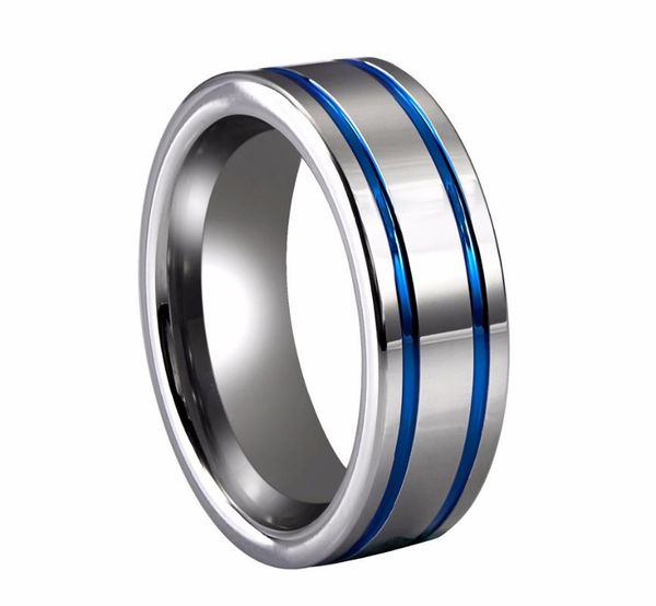 wedding rings white tungsten ring two grooved blue stripes polished edge comfort fit couples set, Slivery;golden
wedding rings white tungsten ring two grooved blue stripes polished edge comfort fit couples set, Slivery;golden