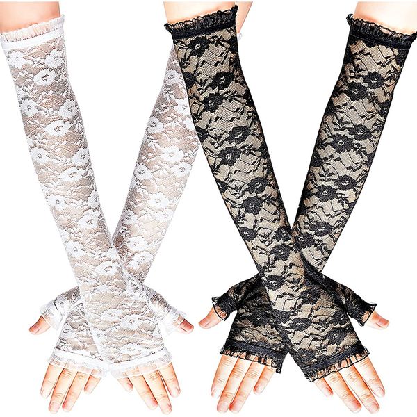 Women s Floral Lace Gloves UV Protection Long Fingerless Elbow Length Suitable for Wedding Opera Party, Adult Size (Black, White)
Women s Floral Lace Gloves UV Protection Long Fingerless Elbow Length Suitable for Wedding Opera Party, Adult Size (Black, White)