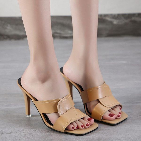 slippers drop square toe high heels women summer leather thin mules shoes woman casual sandals 35-44, Black
slippers drop square toe high heels women summer leather thin mules shoes woman casual sandals 35-44, Black