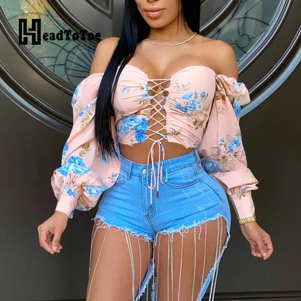 floral print off shoulder bandage blouses women lantern long sleeve casual crop, White
floral print off shoulder bandage blouses women lantern long sleeve casual crop, White