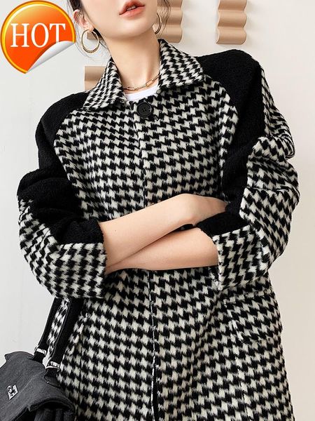 women's two piece pants fleece double-sided alpaca cashmere coat mid-length high-end autumn and winter thickened woolen, White
women's two piece pants fleece double-sided alpaca cashmere coat mid-length high-end autumn and winter thickened woolen, White