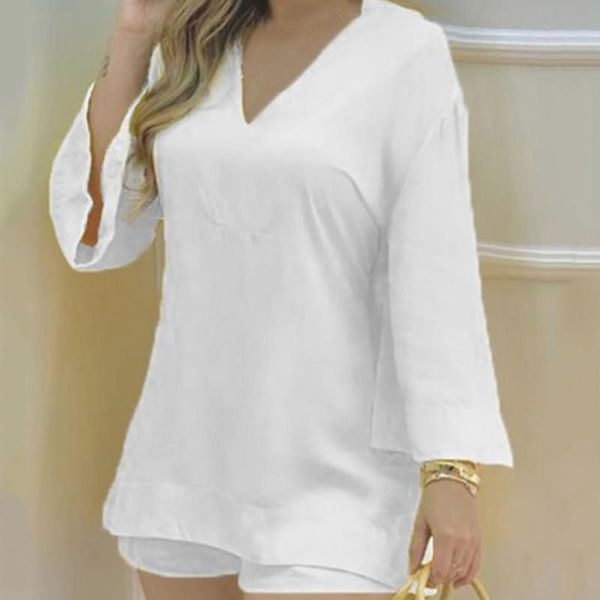 women's tracksuits women set summer v-neck long sleeve shirt loose shorts casual two piece streetwear solid color outfits, Gray
women's tracksuits women set summer v-neck long sleeve shirt loose shorts casual two piece streetwear solid color outfits, Gray