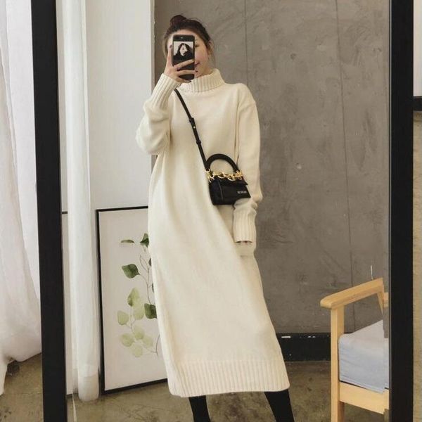 women's sweaters autumn winter turtleneck sweater women plush thickened elastic over knee knitted dress solid pull femme elegant jumper, White;black
women's sweaters autumn winter turtleneck sweater women plush thickened elastic over knee knitted dress solid pull femme elegant jumper, White;black