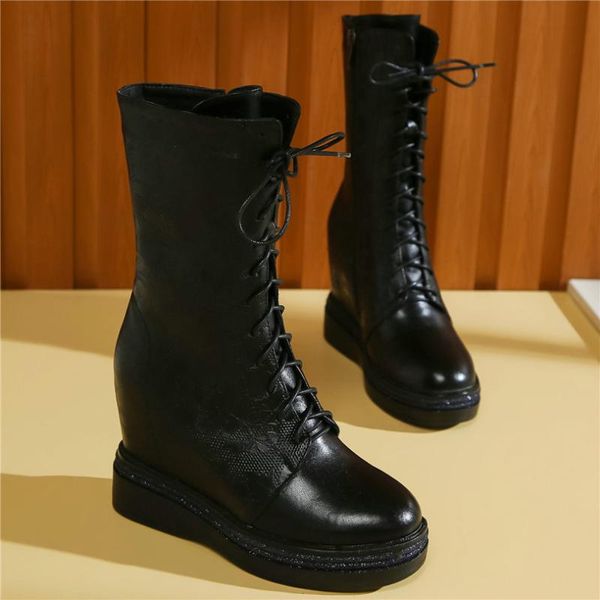 boots high punk creepers women lace up genuine leather wedges heel ankle female round toe fashion sneakers casual shoes, Black
boots high punk creepers women lace up genuine leather wedges heel ankle female round toe fashion sneakers casual shoes, Black