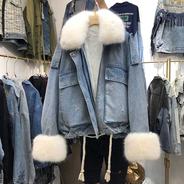 winter warm lamb coat big pocket denim jacket for women thick large fur loose parka plus size denim parka for winter 201014, Black
winter warm lamb coat big pocket denim jacket for women thick large fur loose parka plus size denim parka for winter 201014, Black