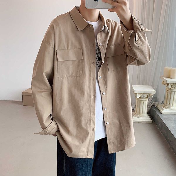 korean fashion mens shirts daily casual loose button down 100% cotton khaki white long sleeve two pocket shirts 4xl 5xl 210528, White;black
korean fashion mens shirts daily casual loose button down 100% cotton khaki white long sleeve two pocket shirts 4xl 5xl 210528, White;black