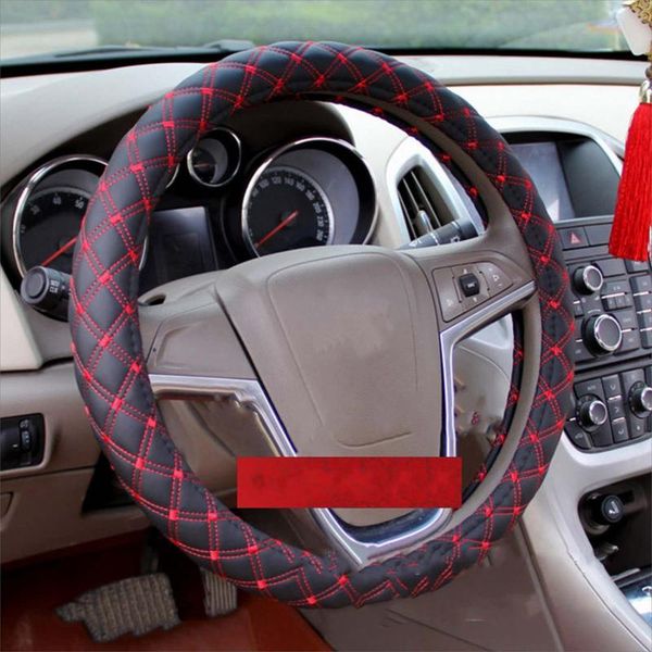 steering wheel covers checkered embroidery car cover universal four season pu leather red line steering-wheel styling
steering wheel covers checkered embroidery car cover universal four season pu leather red line steering-wheel styling