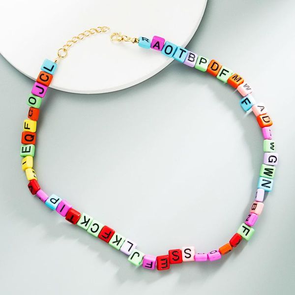 chokers minar trendy colorful square beads chains necklaces for women handmade rainbow beaded letter necklace vintage jewelry, Golden;silver
chokers minar trendy colorful square beads chains necklaces for women handmade rainbow beaded letter necklace vintage jewelry, Golden;silver