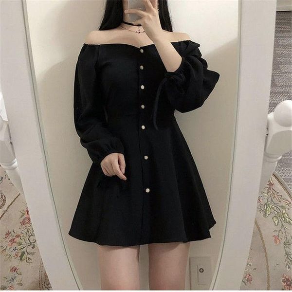 casual dresses long sleeve dress black slash neck single breasted lace-up fashion plus size elegant female simple streetwear chic, Black;gray
casual dresses long sleeve dress black slash neck single breasted lace-up fashion plus size elegant female simple streetwear chic, Black;gray