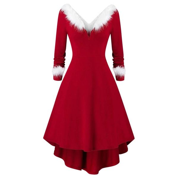 casual dresses women christmas long sleeve v-neck red midi swing dress white plush pleated asymmetric party santa costume vestidos, Black;gray
casual dresses women christmas long sleeve v-neck red midi swing dress white plush pleated asymmetric party santa costume vestidos, Black;gray