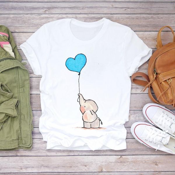 cartoon love sweet short sleeve women elephant clothes womens ladies graphic female tee, White
cartoon love sweet short sleeve women elephant clothes womens ladies graphic female tee, White