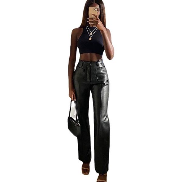 women's pants & capris y2k casual straight long trousers pu leather ankle black slim-fit brown high-waist, Black;white
women's pants & capris y2k casual straight long trousers pu leather ankle black slim-fit brown high-waist, Black;white