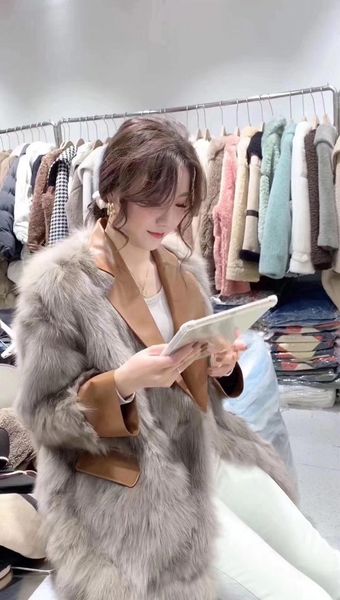 women's leather & faux dongdamen thin suit collar fur grass coat middle long fashion lapel real, Black
women's leather & faux dongdamen thin suit collar fur grass coat middle long fashion lapel real, Black