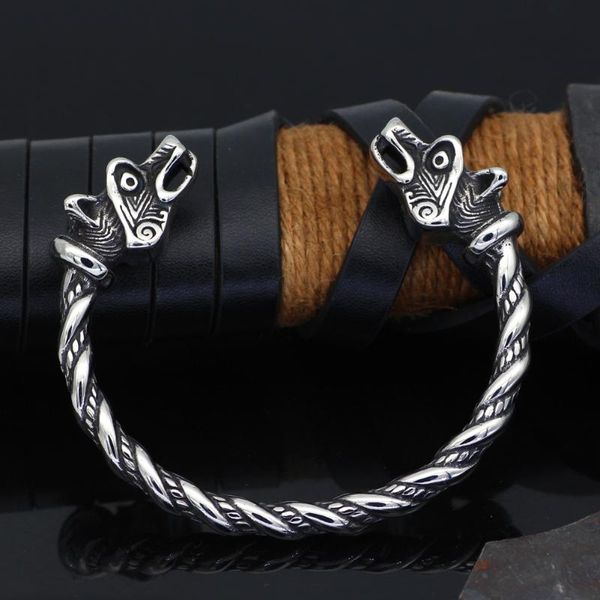 bangle viking wolf stainless steel nordic men bracelet jewelry with valknut gift bag, Black
bangle viking wolf stainless steel nordic men bracelet jewelry with valknut gift bag, Black