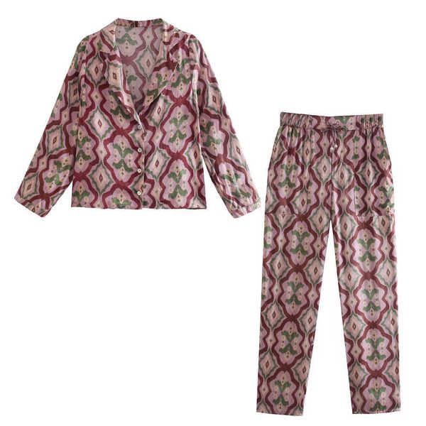 two piece set women printed shirt & pants chic lady casual pajama style za women outfit pants sets ensemble femme 210709, White
two piece set women printed shirt & pants chic lady casual pajama style za women outfit pants sets ensemble femme 210709, White